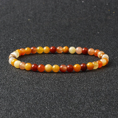 4mm Natural Stone Agate & Lava Stretch Bracelet – Handmade Tiny Bead Bangle for Men & Women