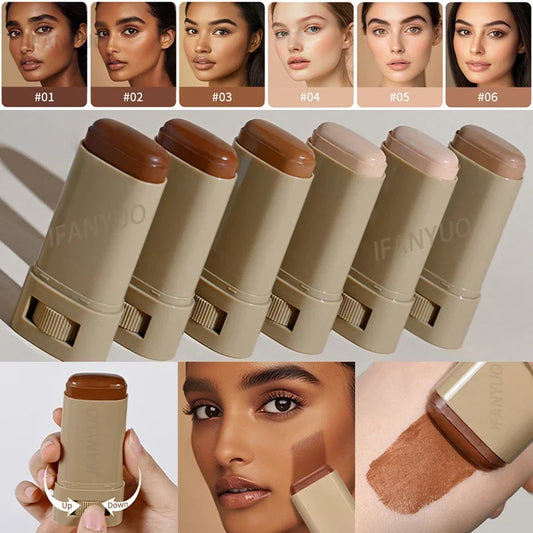 6Color Tinted Foundation Cream Stick Waterproof Lasting Oil-control Cover Acne Makeup Smooth Moisturize Concealer Serum Balm - Shello's Creative Boutique