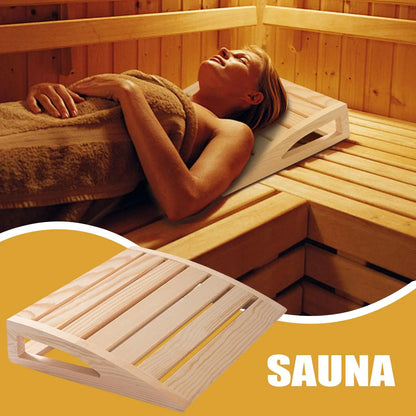 Solid Wood Sauna Headrest Pillow – Ergonomic Neck Support for Sauna & Steam Room