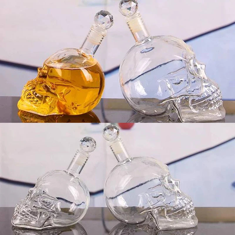 Skull Head Crystal Decanter & Glass Set – Gothic Bar Whisky Vodka Wine Spirits