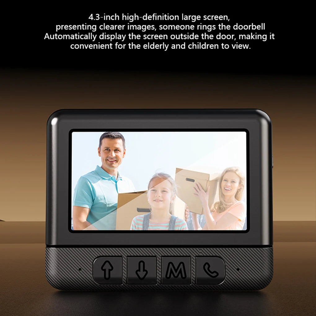 4.3 Inch Wireless Video Doorbell with 130° Camera & Night Vision