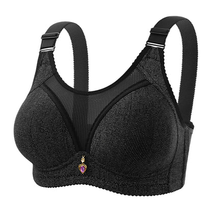Comfortable Non-Slip Push-Up Sports Bra for Women – Seamless Wire-Free Lingerie with Wide Shoulder Straps & Chest Pad (Sizes 36–100BC)