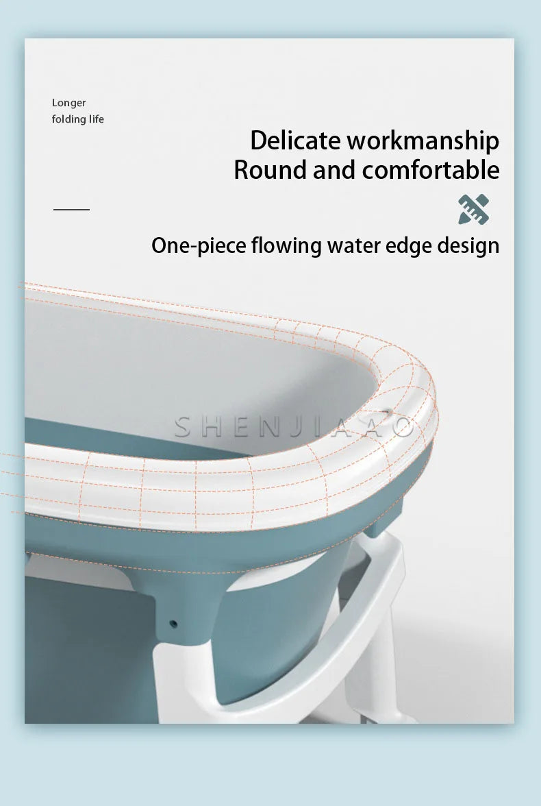 Foldable Adult Bath Barrel – Thickened Plastic Sitting Bathtub with Foot Massage & Lid