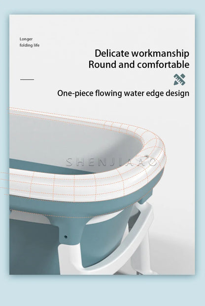 Foldable Adult Bath Barrel – Thickened Plastic Sitting Bathtub with Foot Massage & Lid