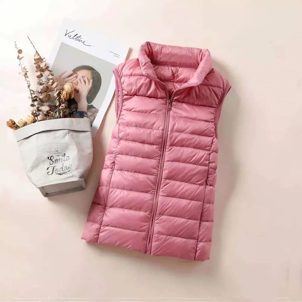 Women's Ultra Light Down Vest – Slim Sleeveless Windproof Gilet Jacket