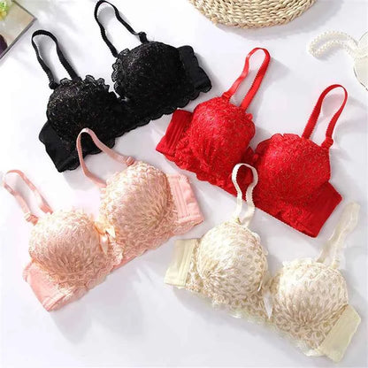 Fashionable and sparkling girl sexy women's bra set wholesale bow tie women's underwear without steel ring bra set