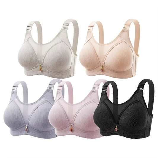 Comfortable Non-Slip Push-Up Sports Bra for Women – Seamless Wire-Free Lingerie with Wide Shoulder Straps & Chest Pad (Sizes 36–100BC)