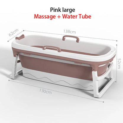 Foldable Adult Bath Barrel – Thickened Plastic Sitting Bathtub with Foot Massage & Lid