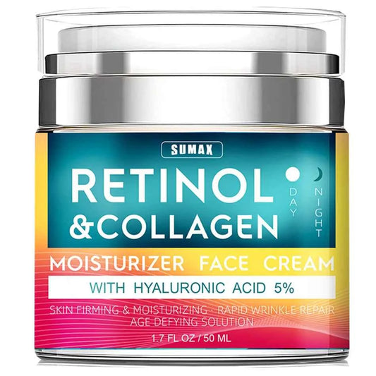 Retinol Cream for Face with Hyaluronic Acid, Day-Night Anti-Aging Moisturizer Collagen Cream for Face Reduces Wrinkles, Dryness