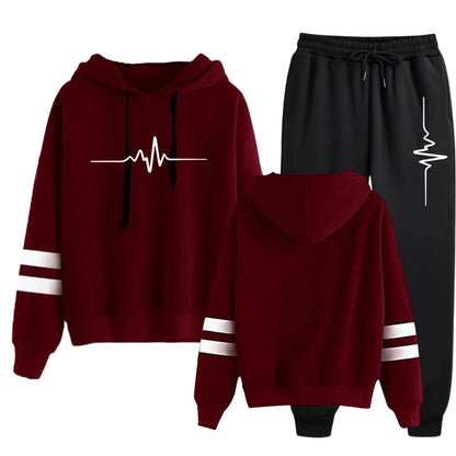 Women's Sports Suit 2025 — Stripe Hoodie Two-Piece Set