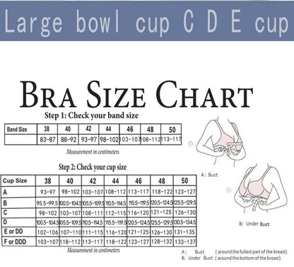 Embroidered Push-Up Backless Bra – Sexy Lace Lingerie for Women, Plus Size Wire-Free Bra Tops (C–E Cup, 36–48)