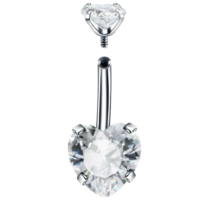 Stainless Steel Cubic Zirconia Drop Navel Ring