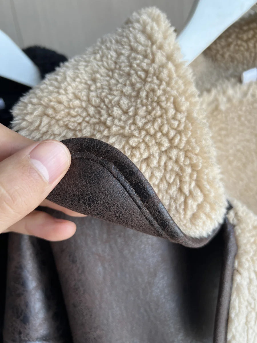 Women's Oversized Winter Jacket - Double-Sided Collar Warm Long Sleeve Coat