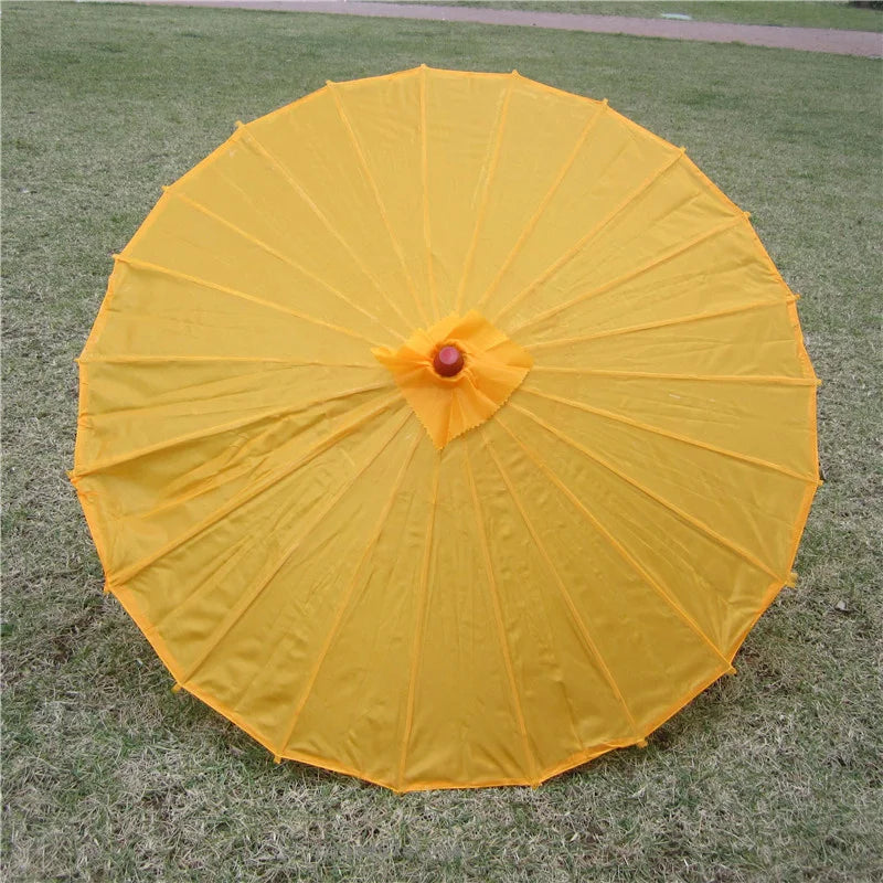 70cm Chinese Fabric Parasol — Traditional Bamboo Dance Umbrella for Weddings & Props