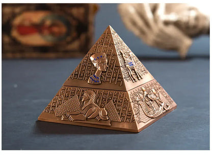 Egyptian Pyramid Ashtray with Lid – Vintage Metal Desktop Ornament