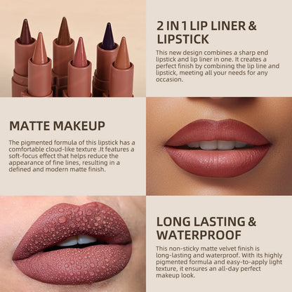 Lakerain Lip Liner Matte Black Brown Velvet Lipstick Waterproof Non Sticky Contouring Tint Lipliner Crayon Lip Makeup - Shello's Creative Boutique