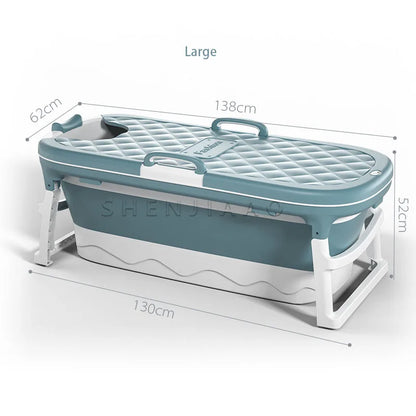 Foldable Adult Bath Barrel – Thickened Plastic Sitting Bathtub with Foot Massage & Lid