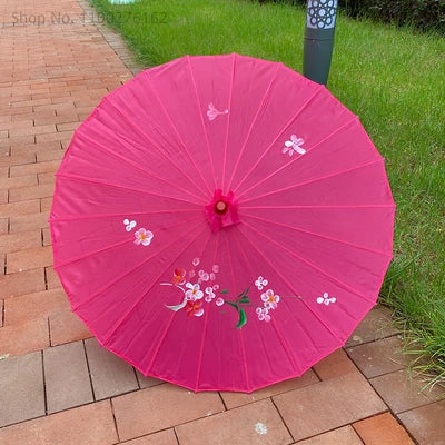70cm Chinese Fabric Parasol — Traditional Bamboo Dance Umbrella for Weddings & Props