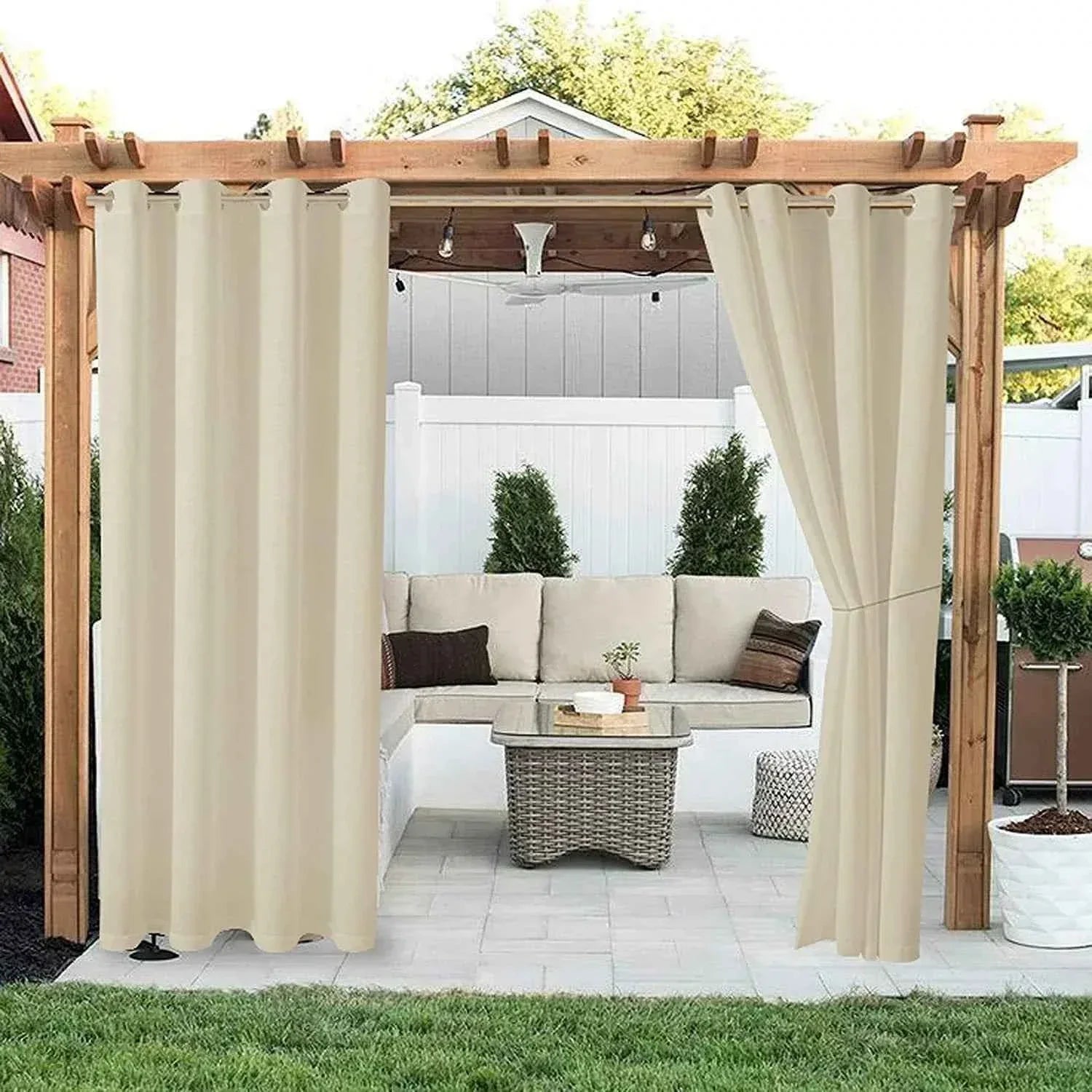 Waterproof Outdoor Curtains - UV Resistant Privacy Drapes for Patio Pergola Terrace - Shello's Creative Boutique