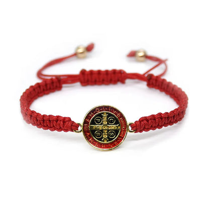 Religious Cross Charm Rope Bracelet – Woven Catholic Jewellery for Men & Women