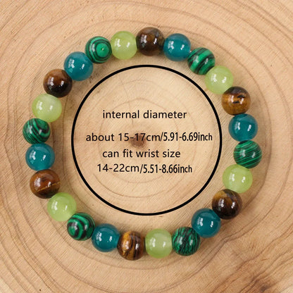 Bohemian Tiger Eye & Malachite Natural Stone Beaded Bracelet