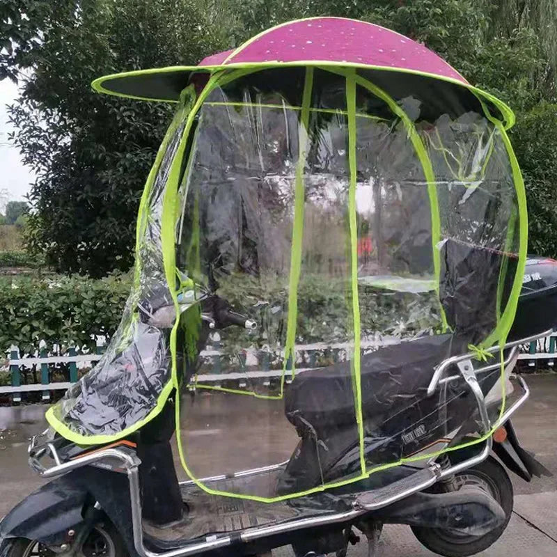 Fully Enclosed Electric Vehicle Canopy – Removable Rainproof Motorcycle Parasol with Metal Bracket