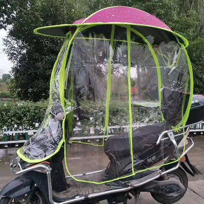Fully Enclosed Electric Vehicle Canopy – Removable Rainproof Motorcycle Parasol with Metal Bracket