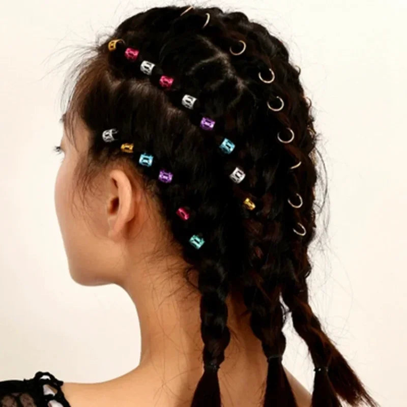 100/500pcs Gold Silver Dreadlock Hair Rings Adjustable Cuff Clip Hair Braids Dirty Braids Beads Hairpin Jewelry Hair Accessories - Shello's Creative Boutique