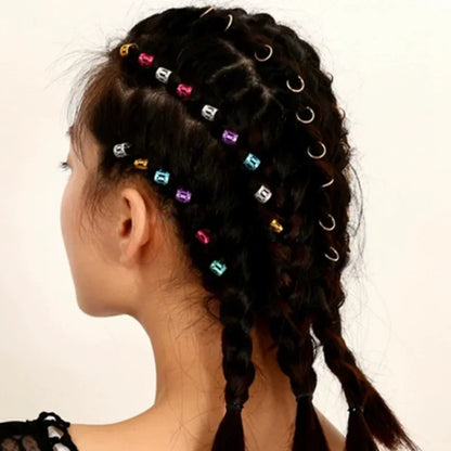 100/500pcs Gold Silver Dreadlock Hair Rings Adjustable Cuff Clip Hair Braids Dirty Braids Beads Hairpin Jewelry Hair Accessories - Shello's Creative Boutique