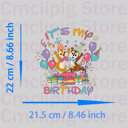 It's my birthday thermo-stickers for children Clothing patches Stitch vinyl stickers iron on transfer Shello's Creative Boutique