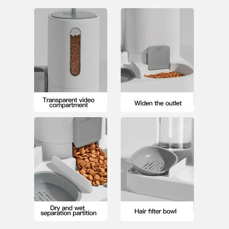 Dual-Purpose Pet Feeder & Water Dispenser - Large Capacity for Dogs & Cats