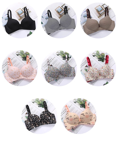 NURRASA Seamless Push-Up Bra & Panty Set – Sexy Floral Wire-Free Lingerie for Women, 3/4 Cup Adjustable Brassiere & Briefs (Sizes 70AB–85AB)