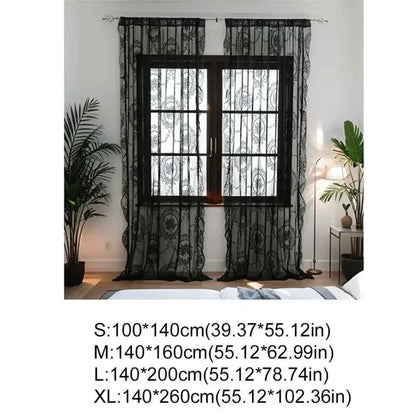 French Lace Sheer Curtains - Romantic Ruffled Floral Embroidery (2 Panels) - Shello's Creative Boutique