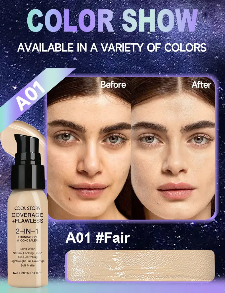 10 Color Lasting Face Foundation Cream Oil-Control Matte BB Cream Liquid Full Coverage Waterproof Hydrating Brighten Concealer - Shello's Creative Boutique