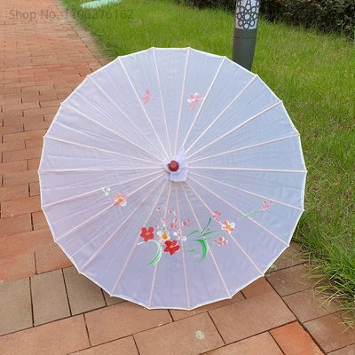 70cm Chinese Fabric Parasol — Traditional Bamboo Dance Umbrella for Weddings & Props