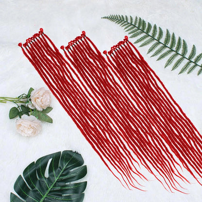 26 Inch Red Crochet Dreadlock Extensions - Faux Locs Hair - Shello's Creative Boutique