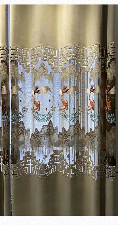 Embroidered Modern Velvet Blackout Curtains - Custom Classic Shading Drapes for Living Room & Bedroom