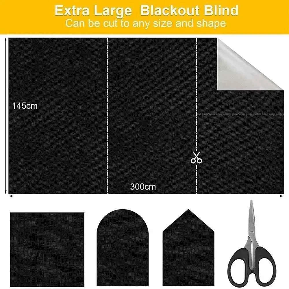 DIY Portable Travel Blackout Curtain Blind Window Thermal Insulated Kitchen Curtains Stick On Non-perforated Black Cloth