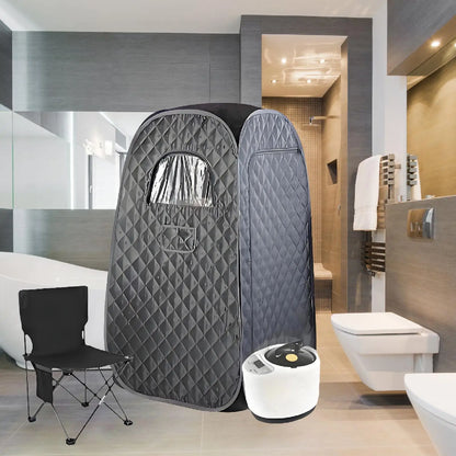 Personal Steam Sauna Tent – Black Oxford Cloth Home Spa, 3L Steamer & Folding Chair