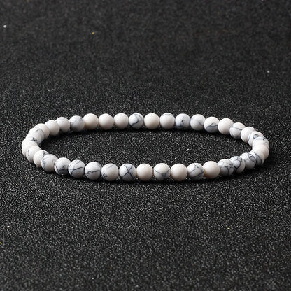 4mm Natural Stone Agate & Lava Stretch Bracelet – Handmade Tiny Bead Bangle for Men & Women