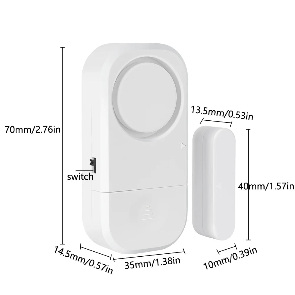 Wireless Door Opening Sensor Alarm with 130dB Alert & Time Delay