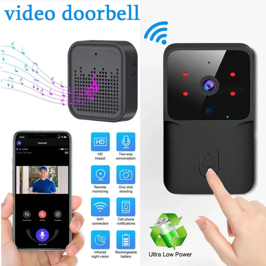 Wireless WiFi Video Doorbell Camera Bundle with HD Outdoor IR & Video Intercom