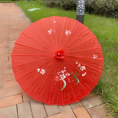 70cm Chinese Fabric Parasol — Traditional Bamboo Dance Umbrella for Weddings & Props