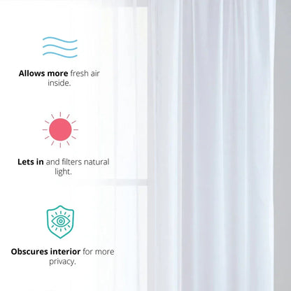 Sheer White Tulle Curtains – Elegant Voile Window Drapes - Shello's Creative Boutique