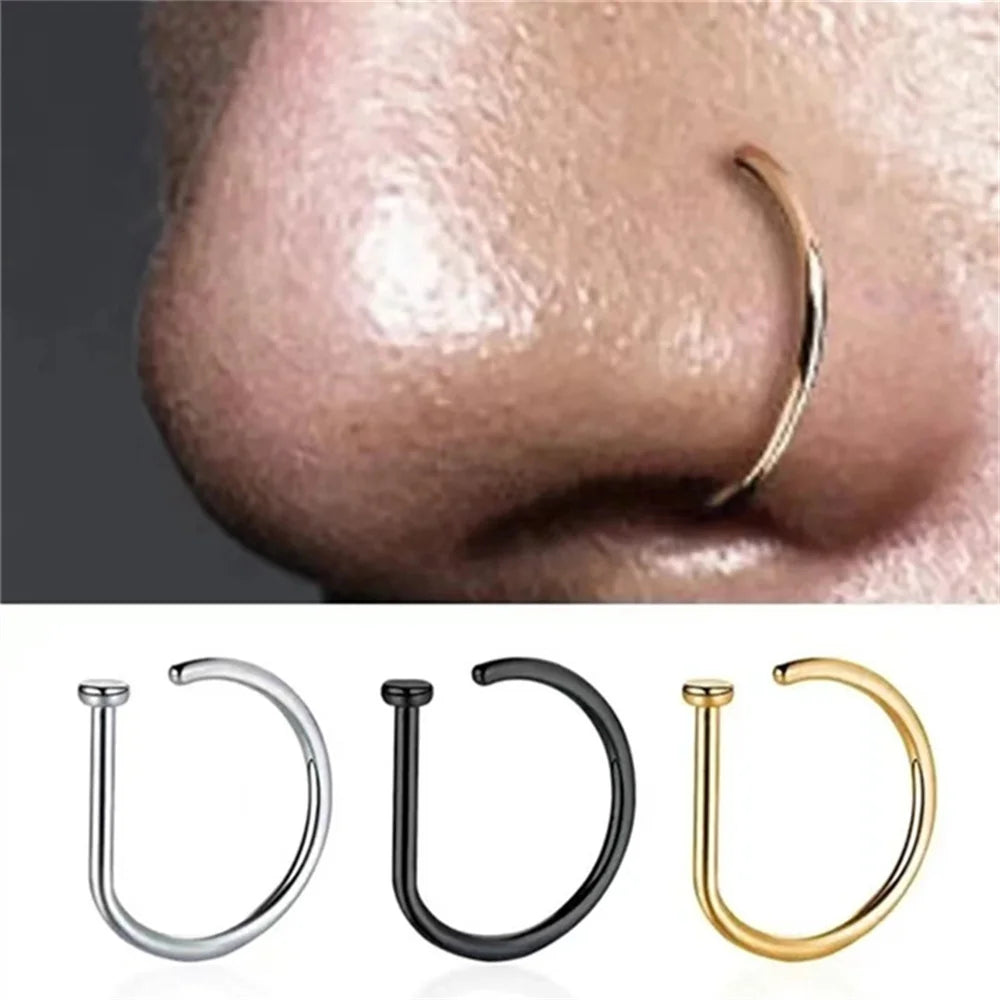 Faux Nose Ring & Septum Clip Set – Five Finishes
