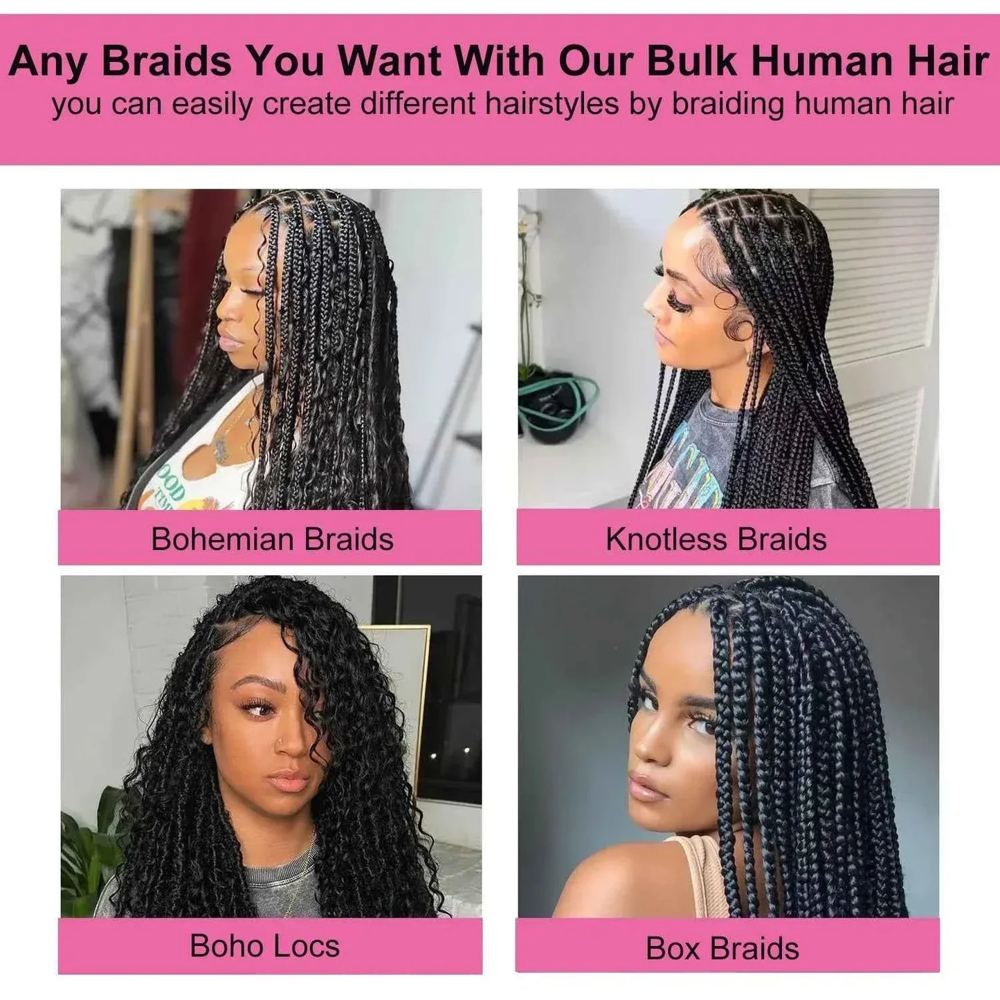 Body Wave Braiding Hair - 100% Human Hair Double Drawn Bulk for Boho Knotless Braids - Shello's Creative Boutique