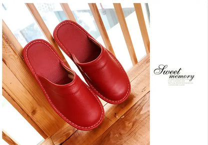 Men's Indoor Slippers - Closed Toe Faux Leather Slides (Large Sizes 47-48)