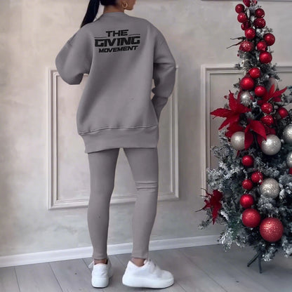 LAPA Women's Irregular Two-Piece Sweatshirt & Trouser Set – Autumn/Winter Casual Loose Knit Outfit (S–XXXL)