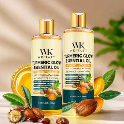 WK JALY Turmeric Glow Essential Body Oil, Moisturizing, Whitening, Fades Dark Armpit, Knuckles, Anti-Acne, Balance Uneven Skin - Shello's Creative Boutique