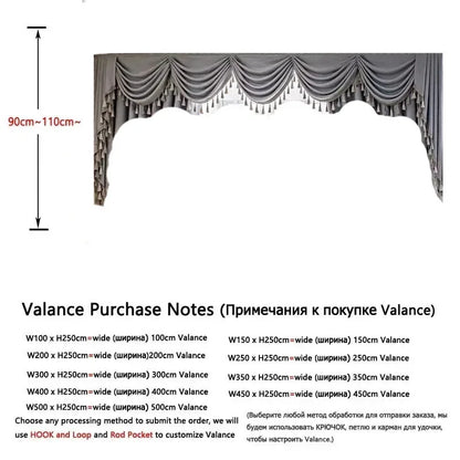 European Modern Blackout Curtains - Luxury Embroidered Tulle Villa Valance for Living Room & Bedroom